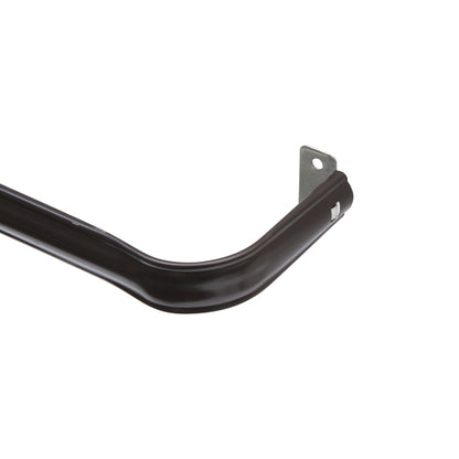 Emery Jensen 48-inch brown Lockseam curtain rod with finials, designed for hanging curtains in a stylish window setup.