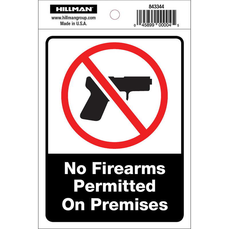 SAFETY SIGN NO GUN 4X6" - Pack of 6