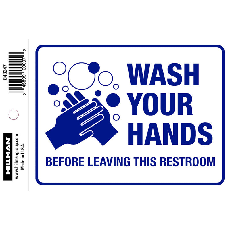 WASH HANDS DECAL 4"X6" - Pack of 6