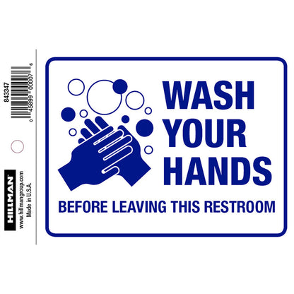 WASH HANDS DECAL 4"X6" - Pack of 6