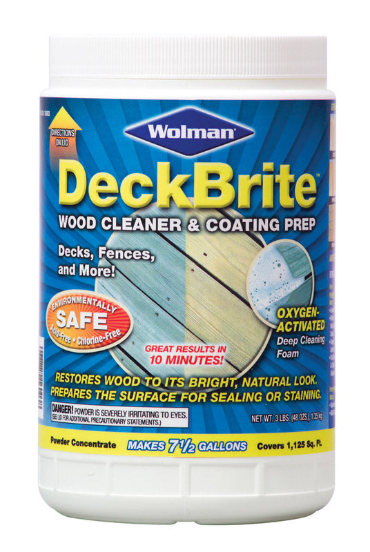 Emery Jensen Deckbrite Wood Cleaner 3, a deck cleaner product with a spray bottle and cleaning solution for wood surfaces