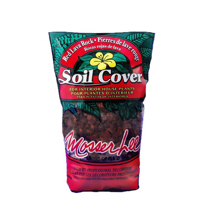 Red small lava rock from Emery Jensen Deco Products, 2lb bag, suitable for decorative landscaping or craft projects.