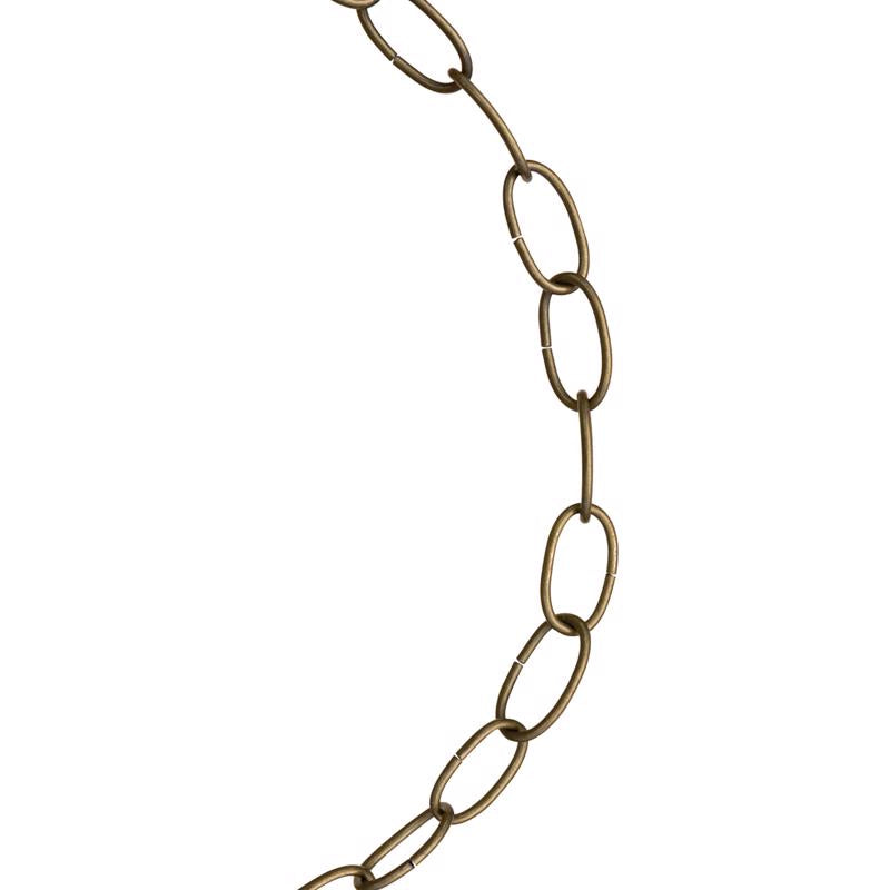 Decorative chain by Emery Jensen with antique brass finish, styled with interlinked metal loops, #10 size.