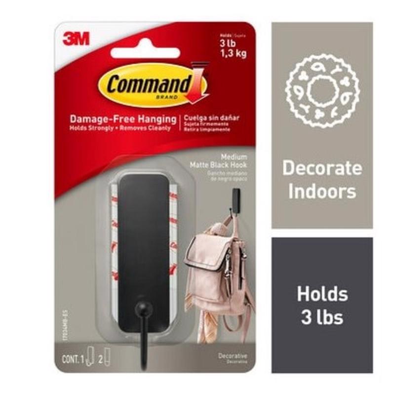 HOOK BLK METAL 3"L 1PK