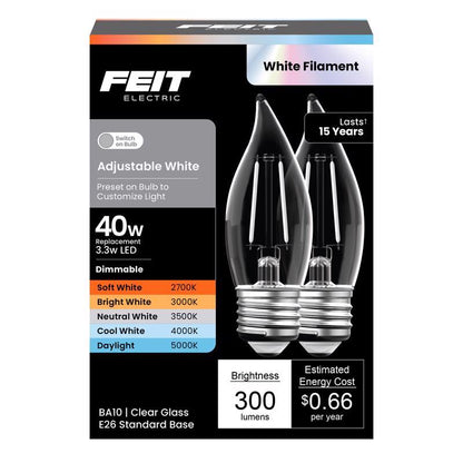 FT LED BA10 E26 ADJS WHT