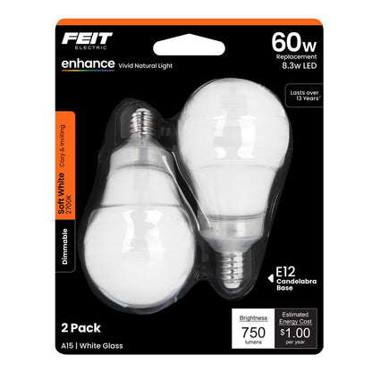 LED A15 E12 SW 60W 2PK