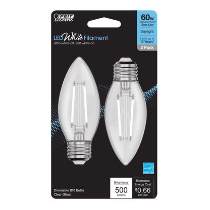 LED B10 E26 60W DL 2PK