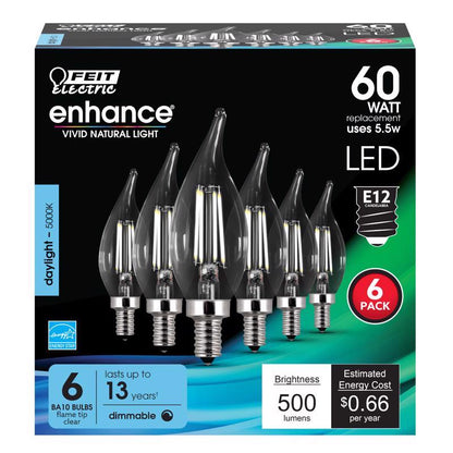 LED CA10 E12 DL 60W 6PK