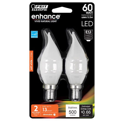 LED CA10 E12 SW 60W 2PK