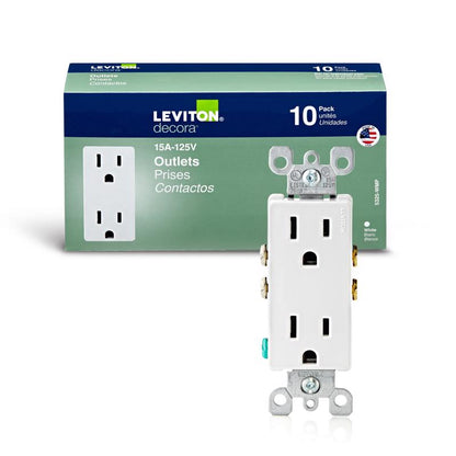 RECEP DCOR 15A WHT 10PK