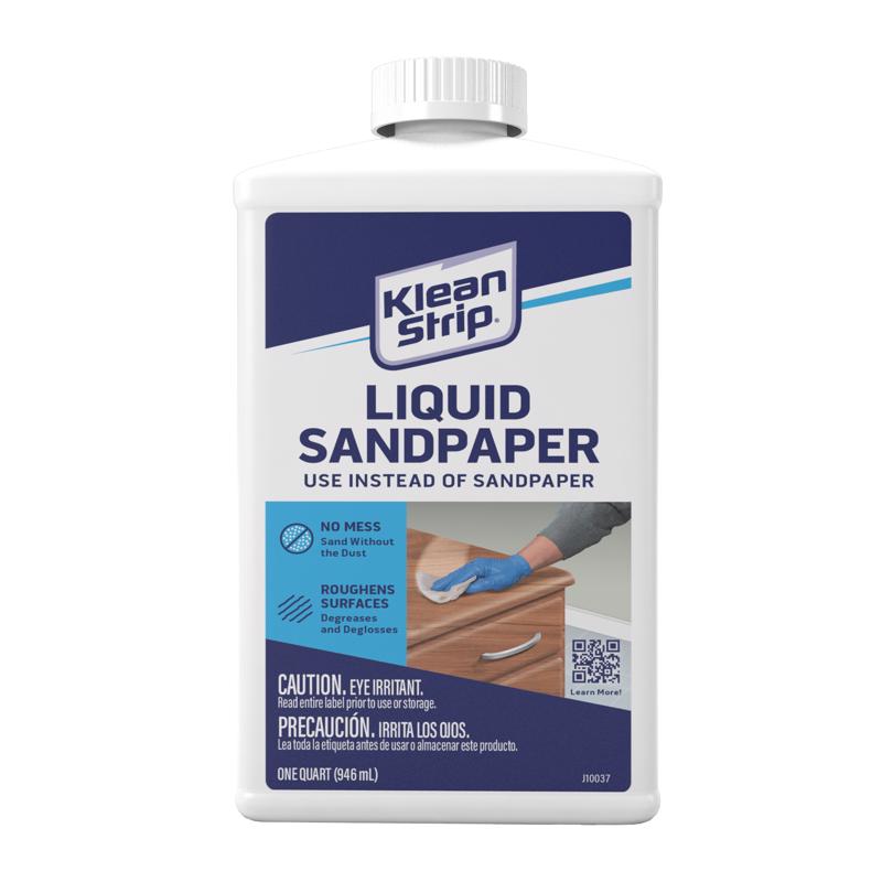 Emery Jensen Easy Liquid Sander QT deglosser in a bottle, used for surface preparation and smoothing in painting projects.