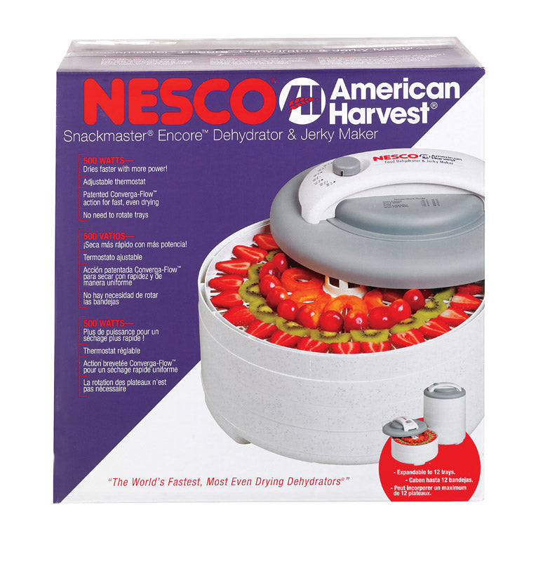 Emery Jensen SnackMSTR 500W dehydration machine with transparent door and digital control panel for healthy snack drying.