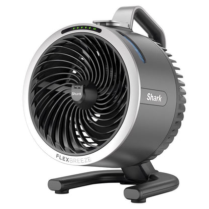 Emery Jensen MSTNG FN 3BLD gray desk top fan with adjustable height and compact design for personal cooling.