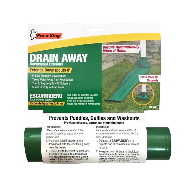 Emery Jensen Drain Away 8' green diffusion accessory for drainage systems, with flexible pipe and fitting details visible.