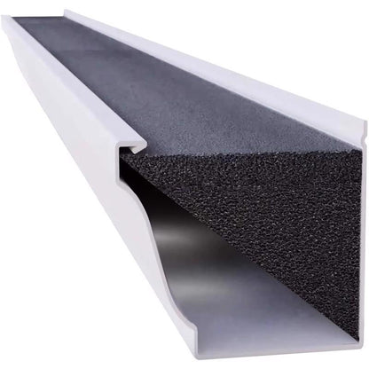 Emery Jensen Gutter Guard K Black 5-inch diffusion accessory installed on a gutter to prevent debris buildup.