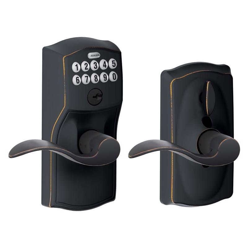 Emery Jensen aged bronze digital keypad entry lock with numeric keypad and electronic keypad for secure access.