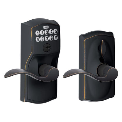 Emery Jensen aged bronze digital keypad entry lock with numeric keypad and electronic keypad for secure access.