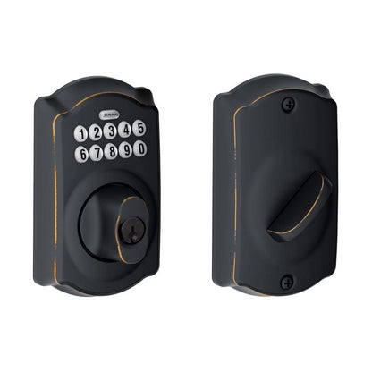 Emery Jensen aged bronze digital keypad deadbolt lock with numeric keypad for secure electronic door access