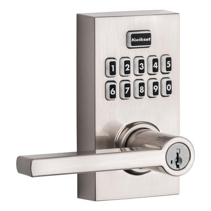 Emery Jensen digital electronic lock with entry lever, model SC917 SN, featuring keypad access and sleek modern design.