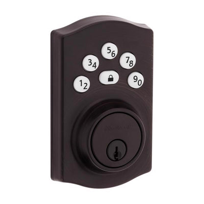 Emery Jensen digital electronic deadbolt lock with keypad and sleek black finish for secure home or office entry.