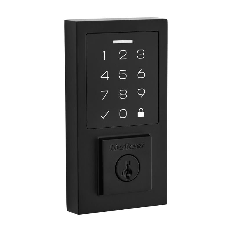 Emery Jensen digital electronic lock with metal finish, featuring keypad and keyhole for secure access.