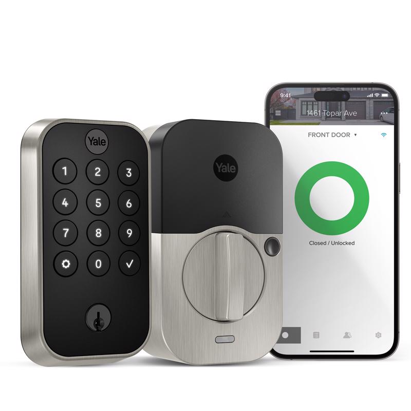 Emery Jensen digital electronic lock with keypad and keyhole for secure entry and access control.