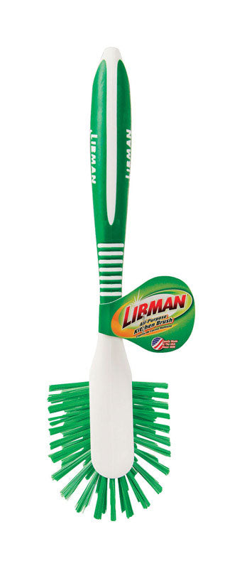 Set of six Emery Jensen LBMN AP kitchen dish and pan brushes with durable bristles and ergonomic handles for effective cleaning.