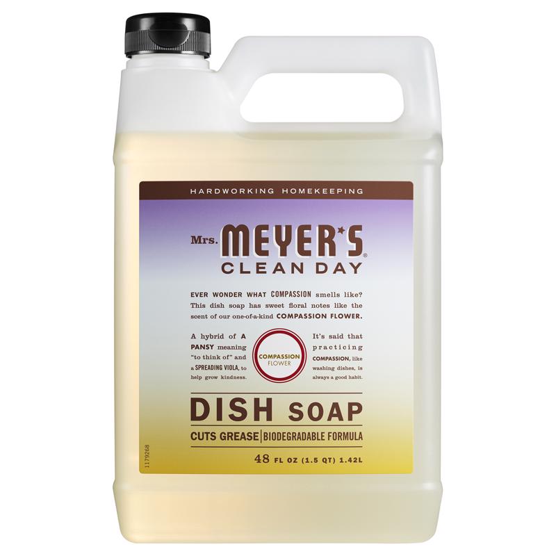 Emery Jensen Dish Soap with floral scent in a 48 oz bottle, designed for effective dish cleaning and gentle on hands.
