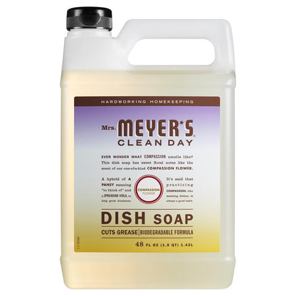 Emery Jensen Dish Soap with floral scent in a 48 oz bottle, designed for effective dish cleaning and gentle on hands.