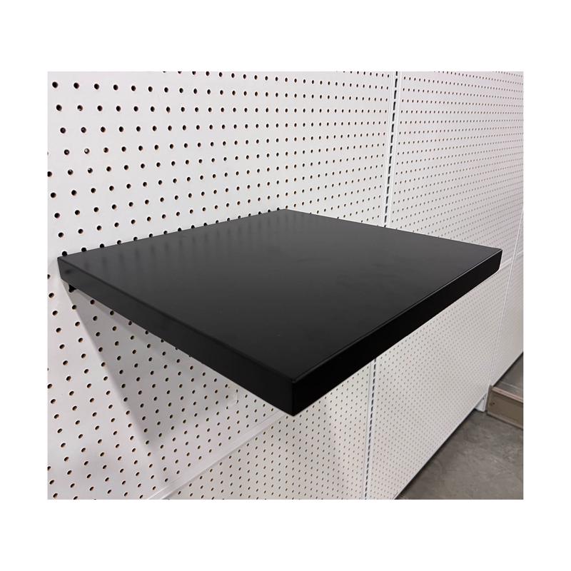 Emery Jensen peg board floating shelf for display organization, showcasing a sleek, versatile storage solution for retail or home use.