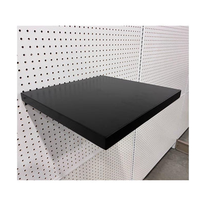 Emery Jensen peg board floating shelf for display organization, showcasing a sleek, versatile storage solution for retail or home use.