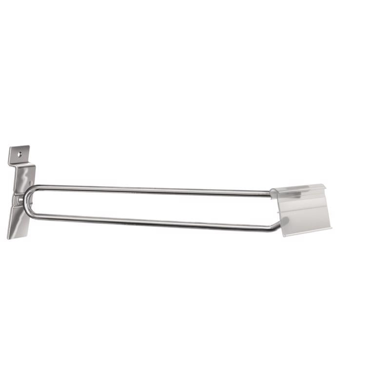 Emery Jensen 10-inch slat wall peg hook for display use, sturdy metal hook for organizing and hanging items on slat wall panels.