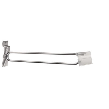 Emery Jensen 10-inch slat wall peg hook for display use, sturdy metal hook for organizing and hanging items on slat wall panels.