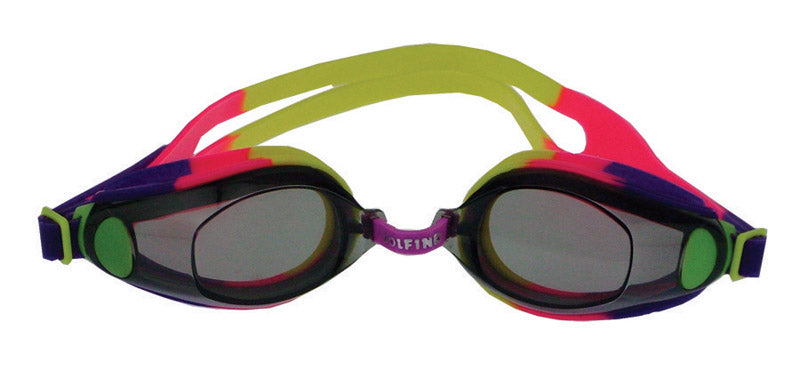 Adult swim goggles by Emery Jensen, diving product with clear lenses and adjustable straps for comfortable underwater swimming.