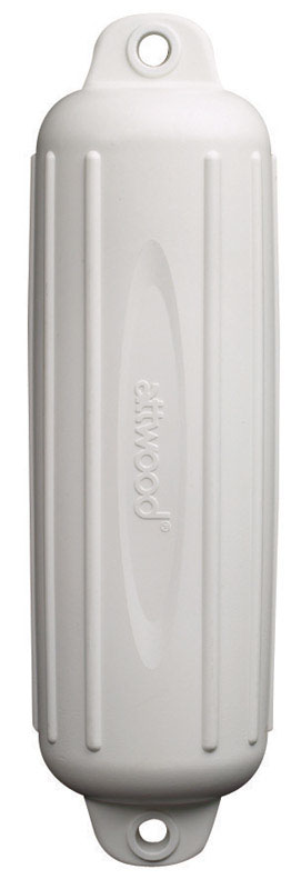 Emery Jensen oval docking fender, 8 x 28 inches, used for protecting boats and docks from impact damage.