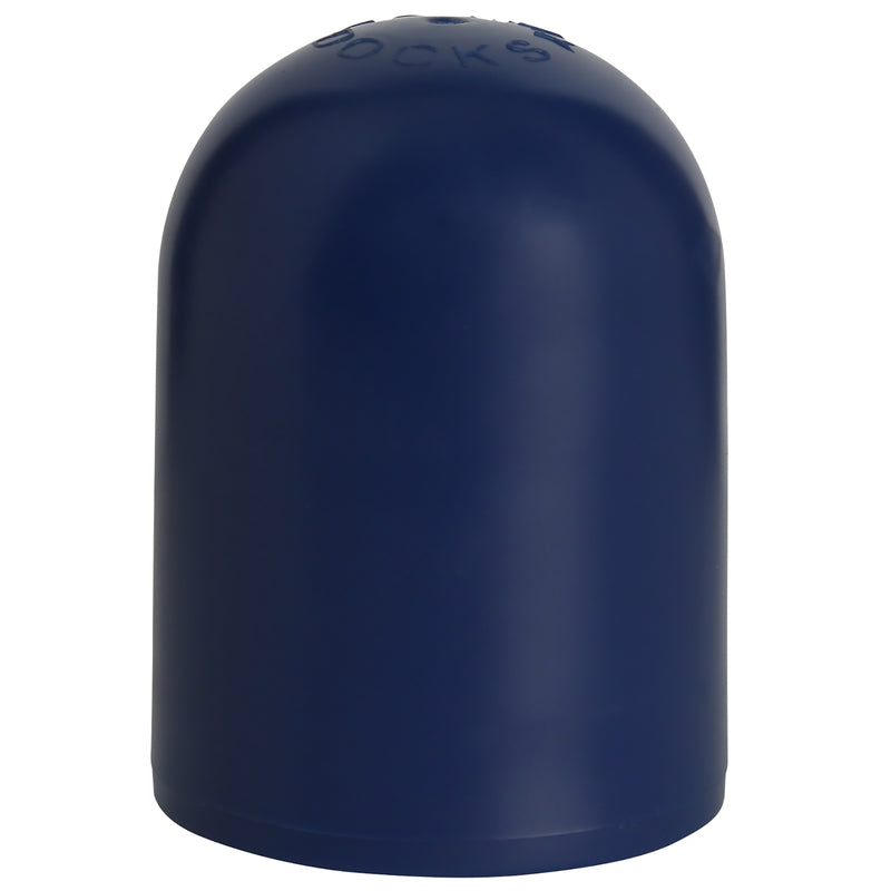 Blue rubber pipe cap from Emery Jensen docking equipment, designed to protect and seal pipes during docking operations.
