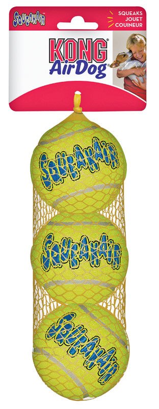 Emery Jensen AIRKONG tennis balls dog toys 3-pack, durable rubber balls for dogs to chew and fetch.