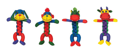 Emery Jensen Braid Body Dog Toy Assortment featuring colorful braided fabric dog toys for chewing and play.