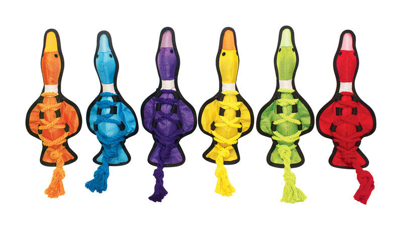 Emery Jensen dog toy, 11.5-inch cross rope tug toy, durable and soft for interactive play and chewing.