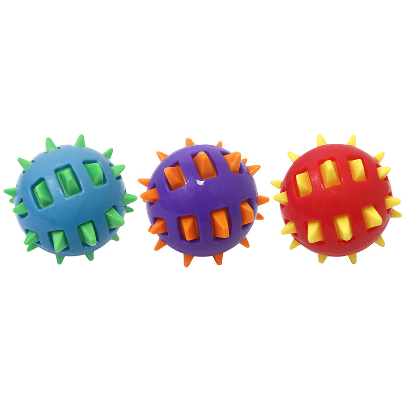 Emery Jensen dog toy ball, 4.5-inch durable rubber chew toy with textured surface for dogs.