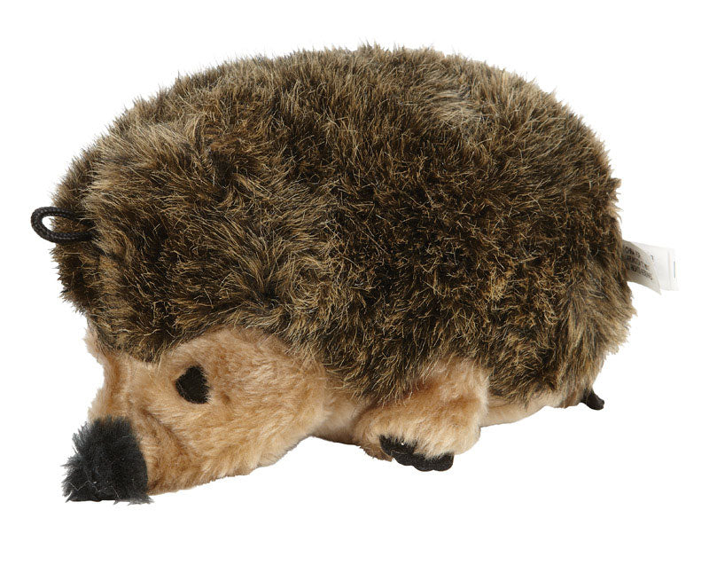 Soft plush hedgehog dog toy by Emery Jensen, ideal for dogs to chew and play with.