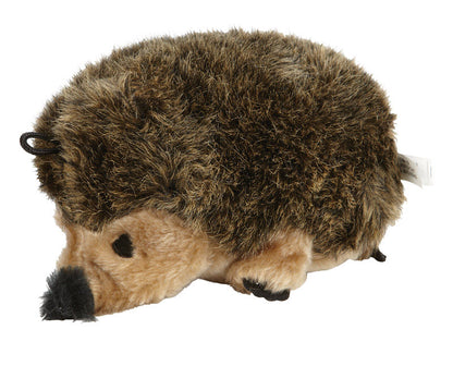 Soft plush hedgehog dog toy by Emery Jensen, ideal for dogs to chew and play with.