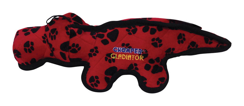 Emery Jensen Gladiator Tuff Alligator dog toy with durable alligator design and bright green color for tough chewers.