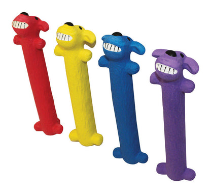 Mini latex loofa dog toy for dogs, 6-inch Emery Jensen dog toy made of soft latex in the shape of a playful dog.