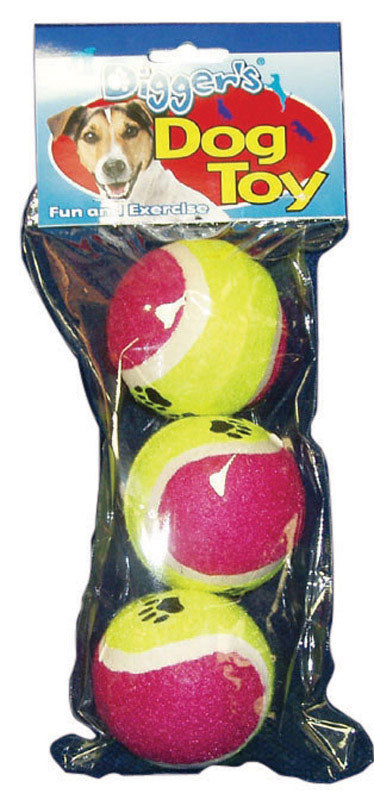 Emery Jensen pet tennis balls dog toys, 3-pack, colorful rubber balls suitable for playing fetch with dogs.