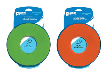 Emery Jensen dog water ring toy for pets, designed for playful fetch and water fun with durable rubber construction.