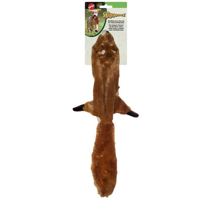 Emery Jensen Skinneeez Squirrel 24-inch dog toy with plush and squeaker for interactive play and chewing.