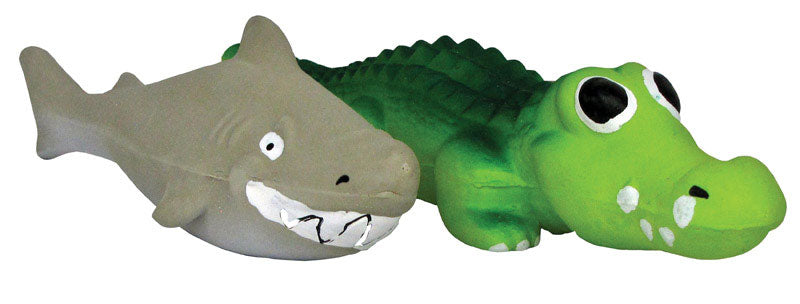 Emery Jensen squeaky sea monster dog toy with colorful, plush design and textured fins, perfect for playful pups.