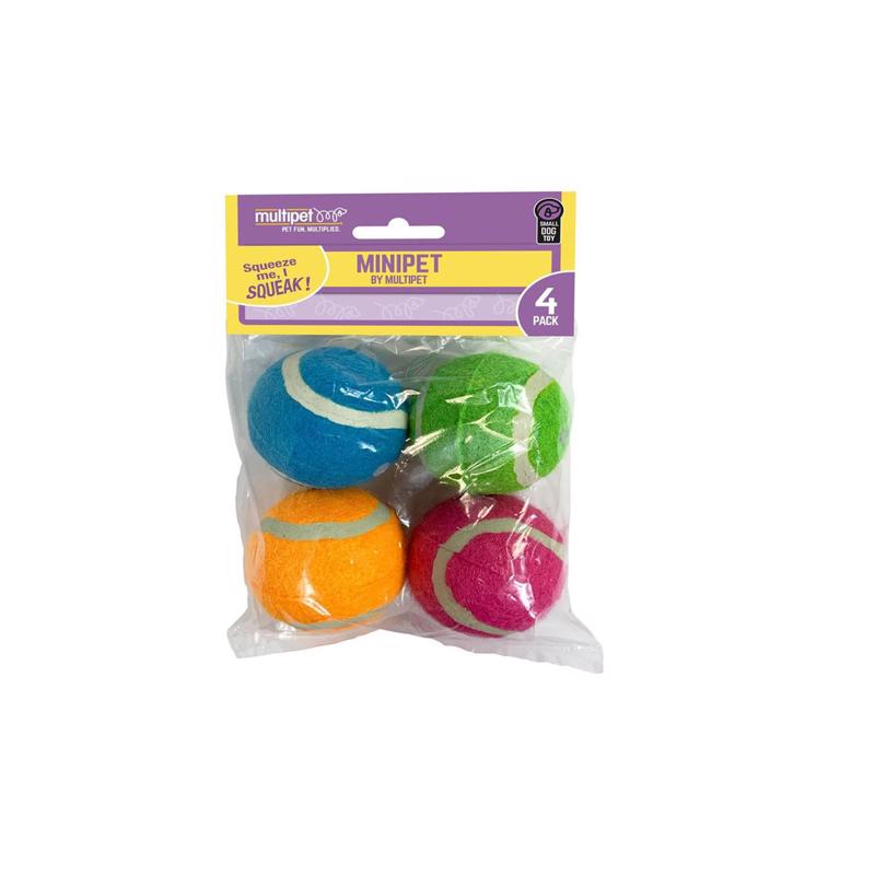 SQUEAKY TENNIS BALL 4PK