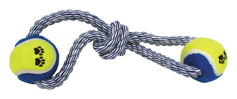 Emery Jensen dog toy rope and tug toy for dogs, with colorful woven design for interactive play and chewing.